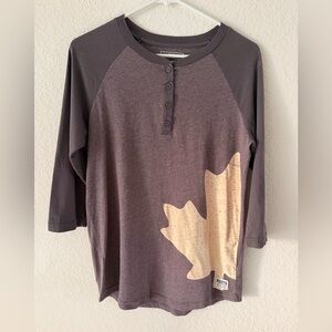 Roots Heritage Maple Leaf Raglan Henley - Excellent Condition - Size M